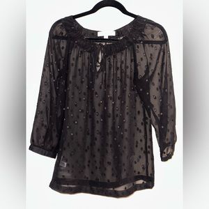 Loft black sheer top